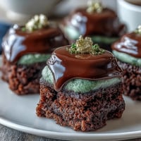 Festive Leprechaun Hat Brownie Bites with chocolate-dipped marshmallows and green icing, perfect for St. Patrick's Day celebrations.