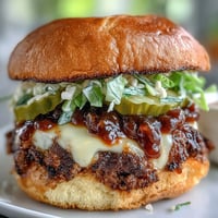 Crispy-edged Memorial Day BBQ smash burger sliders glistening with secret sauce.